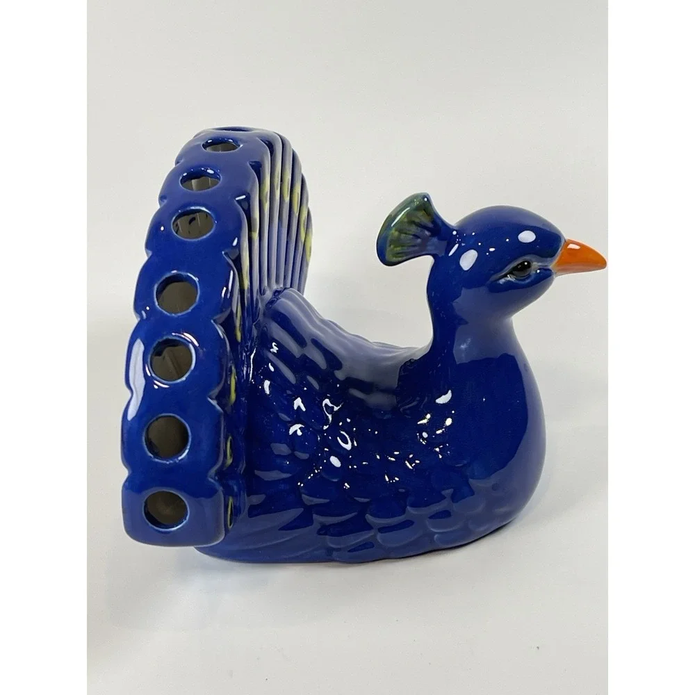 Ceramic‎ Pottery Blue Peacock Pencil Holder ~Color Me Mine~